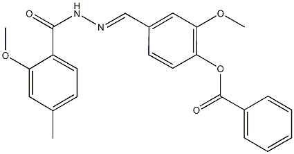 2-methoxy-4-[2-(2-methoxy-4-methylbenzoyl)carbohydrazonoyl]phenyl benzoate 化学構造式