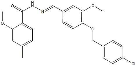 N'-{4-[(4-chlorobenzyl)oxy]-3-methoxybenzylidene}-2-methoxy-4-methylbenzohydrazide Struktur