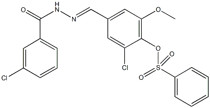 2-chloro-4-[2-(3-chlorobenzoyl)carbohydrazonoyl]-6-methoxyphenyl benzenesulfonate|
