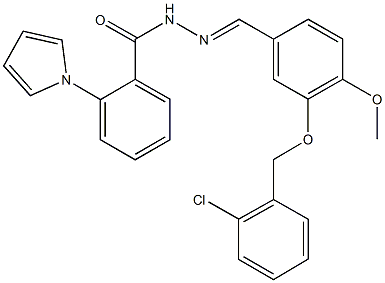 N'-{3-[(2-chlorobenzyl)oxy]-4-methoxybenzylidene}-2-(1H-pyrrol-1-yl)benzohydrazide,494761-86-3,结构式