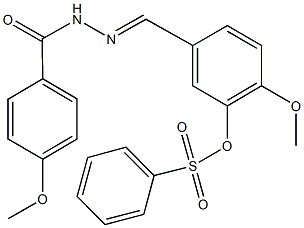 2-methoxy-5-[2-(4-methoxybenzoyl)carbohydrazonoyl]phenyl benzenesulfonate Struktur