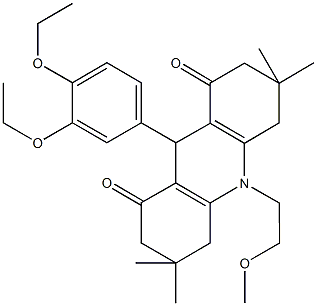 9-(3,4-diethoxyphenyl)-10-(2-methoxyethyl)-3,3,6,6-tetramethyl-3,4,6,7,9,10-hexahydro-1,8(2H,5H)-acridinedione 结构式