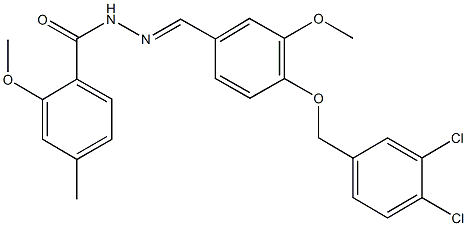 N'-{4-[(3,4-dichlorobenzyl)oxy]-3-methoxybenzylidene}-2-methoxy-4-methylbenzohydrazide Struktur