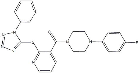 3-{[4-(4-fluorophenyl)-1-piperazinyl]carbonyl}-2-pyridinyl 1-phenyl-1H-tetraazol-5-yl sulfide|