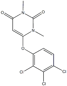 1,3-dimethyl-6-(2,3,4-trichlorophenoxy)-2,4(1H,3H)-pyrimidinedione 化学構造式