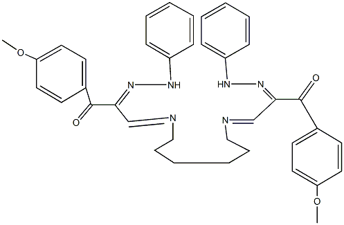 1-(4-methoxyphenyl)-3-[(6-{[3-(4-methoxyphenyl)-3-oxo-2-(phenylhydrazono)propylidene]amino}hexyl)imino]-1,2-propanedione 2-(phenylhydrazone),494764-42-0,结构式