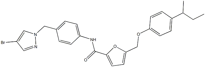 N-{4-[(4-bromo-1H-pyrazol-1-yl)methyl]phenyl}-5-[(4-sec-butylphenoxy)methyl]-2-furamide Struktur
