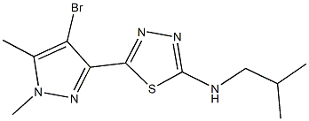 N-[5-(4-bromo-1,5-dimethyl-1H-pyrazol-3-yl)-1,3,4-thiadiazol-2-yl]-N-isobutylamine Structure