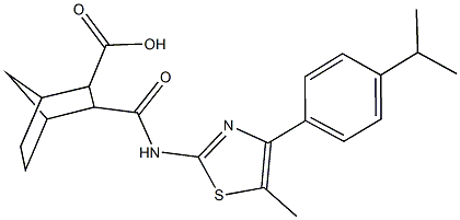 3-({[4-(4-isopropylphenyl)-5-methyl-1,3-thiazol-2-yl]amino}carbonyl)bicyclo[2.2.1]heptane-2-carboxylic acid Structure