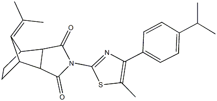 4-[4-(4-isopropylphenyl)-5-methyl-1,3-thiazol-2-yl]-10-(1-methylethylidene)-4-azatricyclo[5.2.1.0~2,6~]decane-3,5-dione Structure