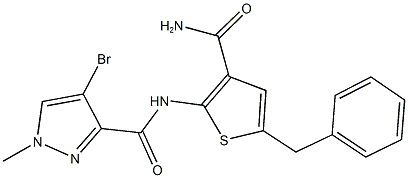 N-[3-(aminocarbonyl)-5-benzyl-2-thienyl]-4-bromo-1-methyl-1H-pyrazole-3-carboxamide Structure