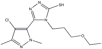 5-(4-chloro-1,3-dimethyl-1H-pyrazol-5-yl)-4-(3-ethoxypropyl)-4H-1,2,4-triazole-3-thiol 结构式