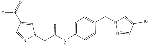N-{4-[(4-bromo-1H-pyrazol-1-yl)methyl]phenyl}-2-{4-nitro-1H-pyrazol-1-yl}acetamide Structure