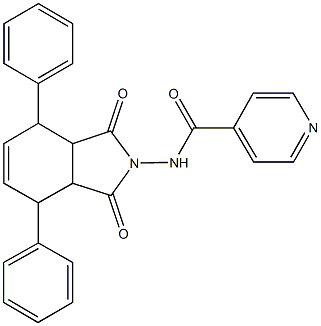 N-(1,3-dioxo-4,7-diphenyl-1,3,3a,4,7,7a-hexahydro-2H-isoindol-2-yl)pyridine-4-carboxamide 结构式