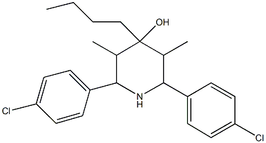 4-butyl-2,6-bis(4-chlorophenyl)-3,5-dimethyl-4-piperidinol Struktur