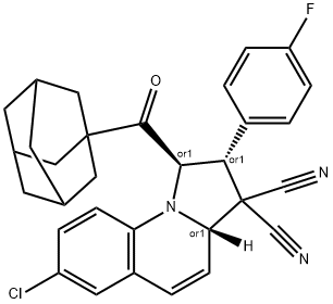 1-(1-adamantylcarbonyl)-7-chloro-2-(4-fluorophenyl)-1,2-dihydropyrrolo[1,2-a]quinoline-3,3(3aH)-dicarbonitrile Structure