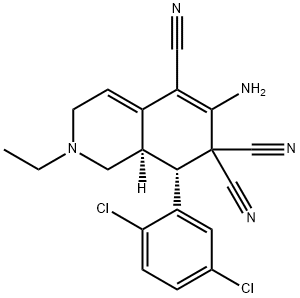 6-amino-8-(2,5-dichlorophenyl)-2-ethyl-2,3,8,8a-tetrahydro-5,7,7(1H)-isoquinolinetricarbonitrile Struktur