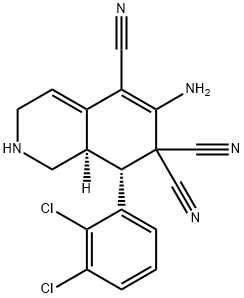 6-amino-8-(2,3-dichlorophenyl)-2,3,8,8a-tetrahydro-5,7,7(1H)-isoquinolinetricarbonitrile 结构式