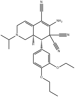 6-amino-8-(3-ethoxy-4-propoxyphenyl)-2-isopropyl-2,3,8,8a-tetrahydro-5,7,7(1H)-isoquinolinetricarbonitrile,494792-13-1,结构式