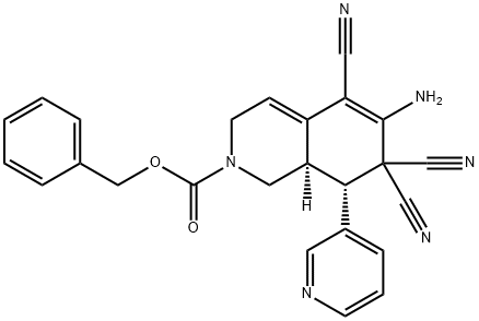 benzyl 6-amino-5,7,7-tricyano-8-(3-pyridinyl)-3,7,8,8a-tetrahydro-2(1H)-isoquinolinecarboxylate 化学構造式