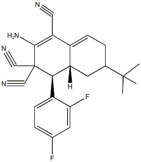 2-amino-6-tert-butyl-4-(2,4-difluorophenyl)-4a,5,6,7-tetrahydro-1,3,3(4H)-naphthalenetricarbonitrile 结构式