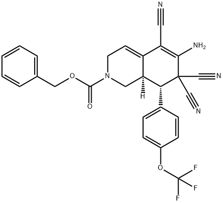 benzyl 6-amino-5,7,7-tricyano-8-[4-(trifluoromethoxy)phenyl]-3,7,8,8a-tetrahydro-2(1H)-isoquinolinecarboxylate Structure
