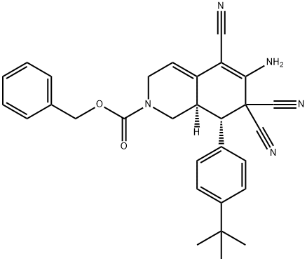 benzyl 6-amino-8-(4-tert-butylphenyl)-5,7,7-tricyano-3,7,8,8a-tetrahydro-2(1H)-isoquinolinecarboxylate Structure