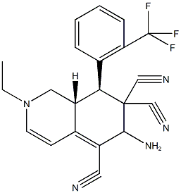 6-amino-2-ethyl-8-[2-(trifluoromethyl)phenyl]-2,6,8,8a-tetrahydro-5,7,7(1H)-isoquinolinetricarbonitrile Structure