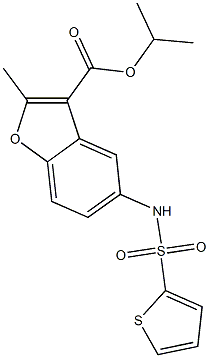 isopropyl 2-methyl-5-[(2-thienylsulfonyl)amino]-1-benzofuran-3-carboxylate 化学構造式