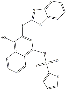 N-[3-(1,3-benzothiazol-2-ylsulfanyl)-4-hydroxy-1-naphthyl]-2-thiophenesulfonamide Structure