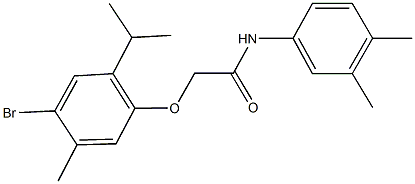 2-(4-bromo-2-isopropyl-5-methylphenoxy)-N-(3,4-dimethylphenyl)acetamide,494830-53-4,结构式