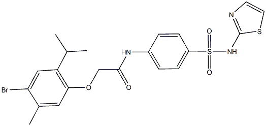 2-(4-bromo-2-isopropyl-5-methylphenoxy)-N-{4-[(1,3-thiazol-2-ylamino)sulfonyl]phenyl}acetamide,494830-65-8,结构式