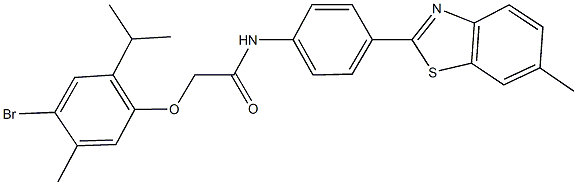 2-(4-bromo-2-isopropyl-5-methylphenoxy)-N-[4-(6-methyl-1,3-benzothiazol-2-yl)phenyl]acetamide 结构式