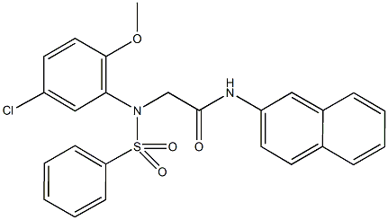 2-[5-chloro-2-methoxy(phenylsulfonyl)anilino]-N-(2-naphthyl)acetamide Structure