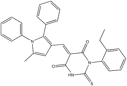 1-(2-ethylphenyl)-5-[(5-methyl-1,2-diphenyl-1H-pyrrol-3-yl)methylene]-2-thioxodihydro-4,6(1H,5H)-pyrimidinedione|