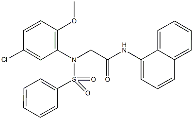 2-[5-chloro-2-methoxy(phenylsulfonyl)anilino]-N-(1-naphthyl)acetamide Struktur