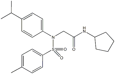 N-cyclopentyl-2-{[4-(1-methylethyl)phenyl][(4-methylphenyl)sulfonyl]amino}acetamide Struktur