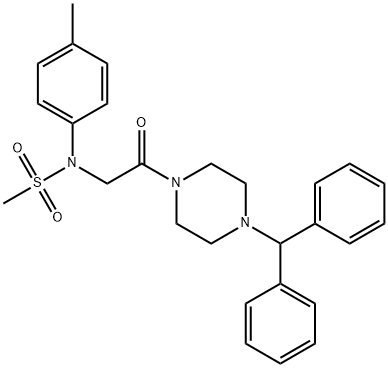 N-[2-(4-benzhydrylpiperazin-1-yl)-2-oxoethyl]-N-(4-methylphenyl)methanesulfonamide Struktur