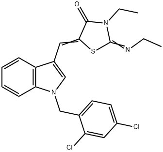 5-{[1-(2,4-dichlorobenzyl)-1H-indol-3-yl]methylene}-3-ethyl-2-(ethylimino)-1,3-thiazolidin-4-one Structure