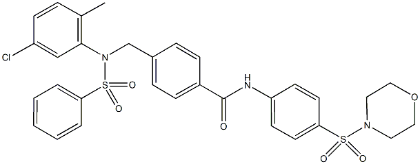 4-{[5-chloro-2-methyl(phenylsulfonyl)anilino]methyl}-N-[4-(morpholin-4-ylsulfonyl)phenyl]benzamide,494832-77-8,结构式