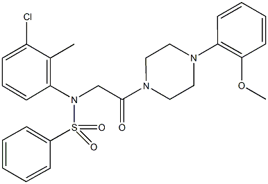 N-(3-chloro-2-methylphenyl)-N-{2-[4-(2-methoxyphenyl)piperazin-1-yl]-2-oxoethyl}benzenesulfonamide,494832-88-1,结构式