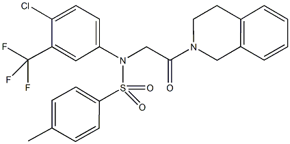 N-[4-chloro-3-(trifluoromethyl)phenyl]-N-[2-(3,4-dihydro-2(1H)-isoquinolinyl)-2-oxoethyl]-4-methylbenzenesulfonamide 结构式