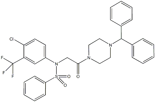 N-[2-(4-benzhydrylpiperazin-1-yl)-2-oxoethyl]-N-[4-chloro-3-(trifluoromethyl)phenyl]benzenesulfonamide Structure