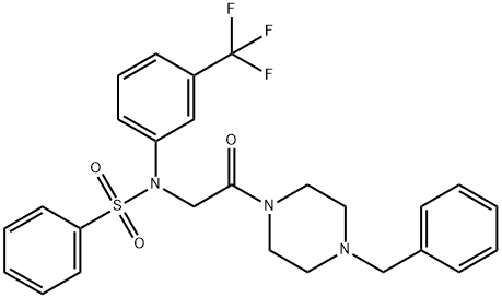 N-[2-(4-benzyl-1-piperazinyl)-2-oxoethyl]-N-[3-(trifluoromethyl)phenyl]benzenesulfonamide 结构式