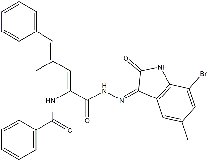 494840-23-2 N-(1-{[2-(7-bromo-5-methyl-2-oxo-1,2-dihydro-3H-indol-3-ylidene)hydrazino]carbonyl}-3-methyl-4-phenyl-1,3-butadienyl)benzamide