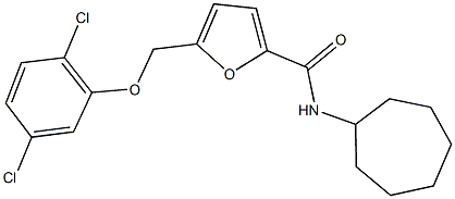 N-cycloheptyl-5-[(2,5-dichlorophenoxy)methyl]-2-furamide 结构式