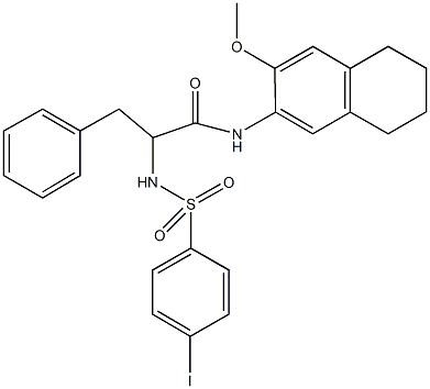 2-{[(4-iodophenyl)sulfonyl]amino}-N-(3-methoxy-5,6,7,8-tetrahydro-2-naphthalenyl)-3-phenylpropanamide Struktur