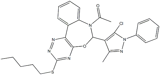 7-acetyl-6-(5-chloro-3-methyl-1-phenyl-1H-pyrazol-4-yl)-3-(pentylsulfanyl)-6,7-dihydro[1,2,4]triazino[5,6-d][3,1]benzoxazepine Structure