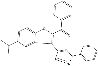 [5-isopropyl-3-(1-phenyl-1H-pyrazol-4-yl)-1-benzofuran-2-yl](phenyl)methanone 结构式