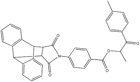 1-methyl-2-(4-methylphenyl)-2-oxoethyl 4-(16,18-dioxo-17-azapentacyclo[6.6.5.0~2,7~.0~9,14~.0~15,19~]nonadeca-2,4,6,9,11,13-hexaen-17-yl)benzoate Structure